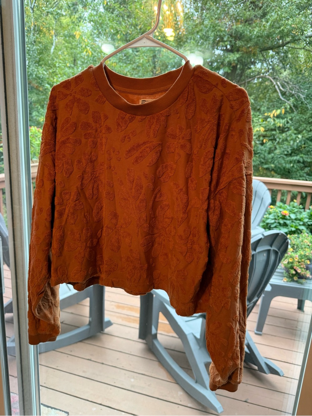 Billabong Textured Cropped Crewneck Sweatshirt - Rust